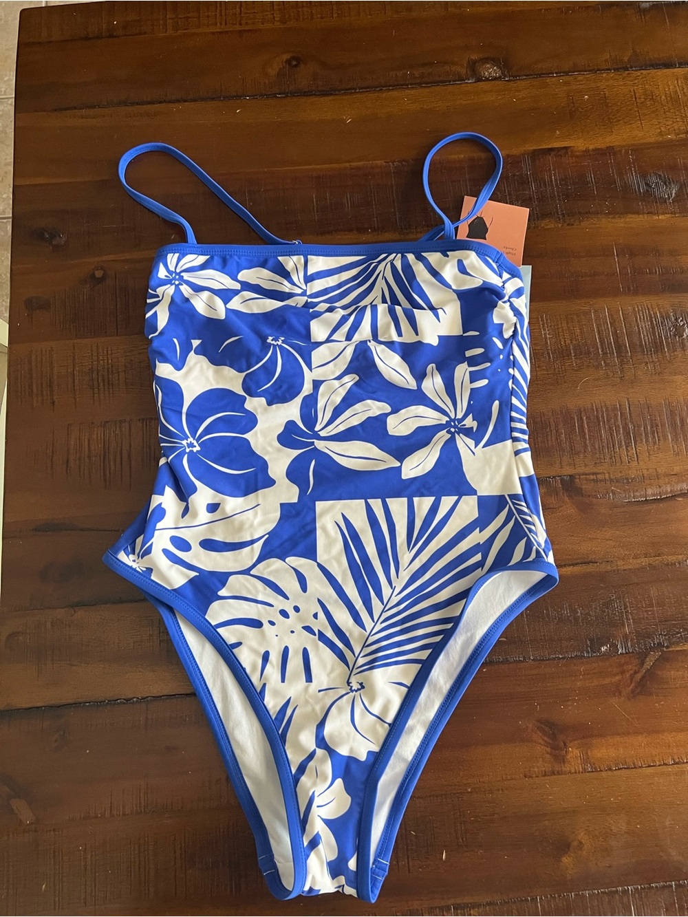 Shade & Shore Blue and White Tropical One-Piece Swimsuit